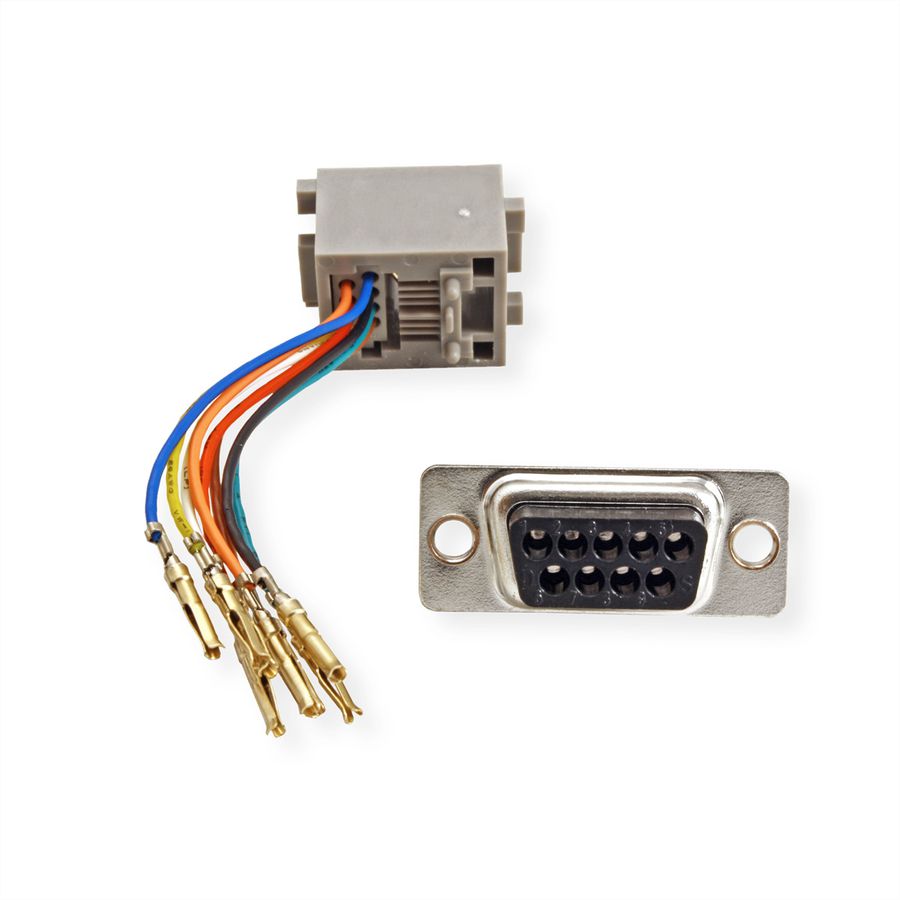 ROLINE Adaptateur DB9 femelle-RJ45 femelle 8P / 8C 8 fils, argent