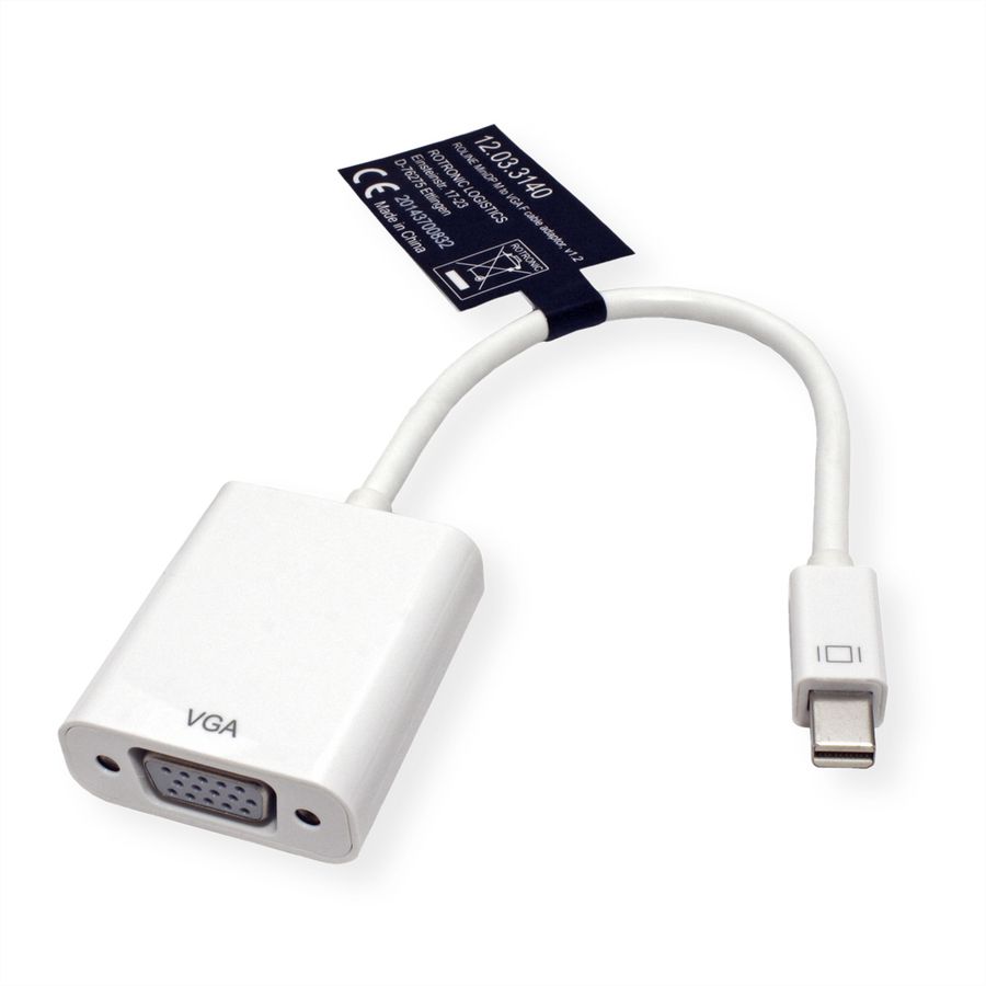 ROLINE Mini DisplayPort-VGA Adapter, v1.2, Mini DP ST - VGA BU, Aktiv