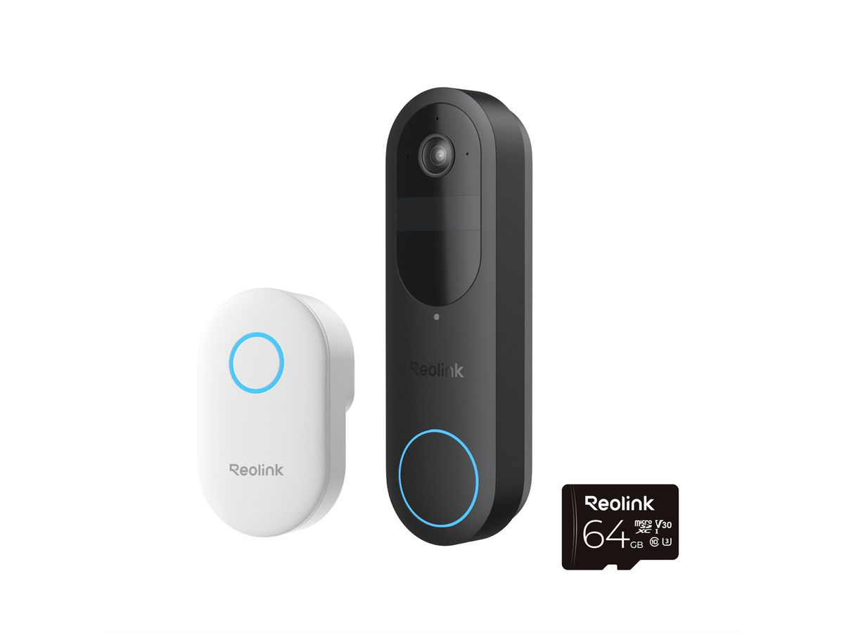 Reolink D340P Kit de sonnette, 5 MP, 134°, Wi-Fi, noir, avec sonnette et 64GB