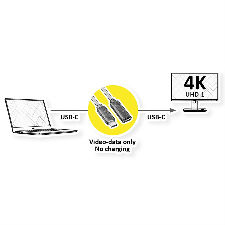 VALUE Câble d'extension vidéo USB typeC (DP Alt Mode) C-C, M/F, noir, 1,5 m