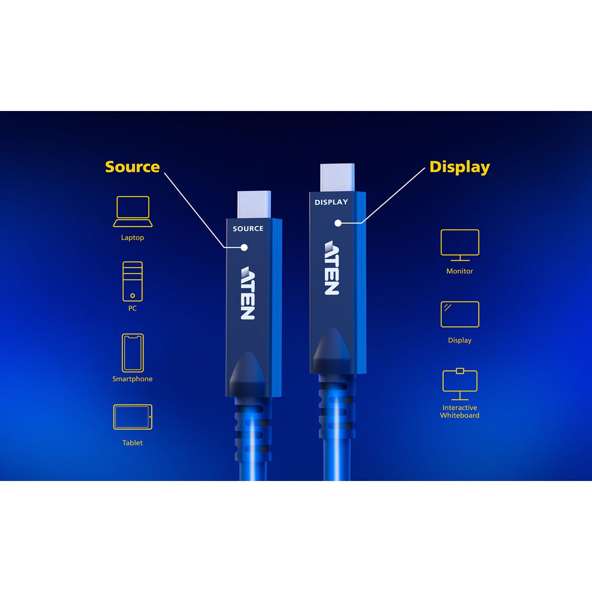 ATEN UE3410F Câble optique actif USB-C Ultra HD, noir, 10 m