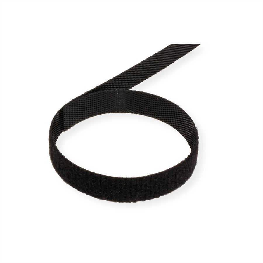 VALUE Bande auto-agrippante sur rouleau, 10mm, noir, 25 m