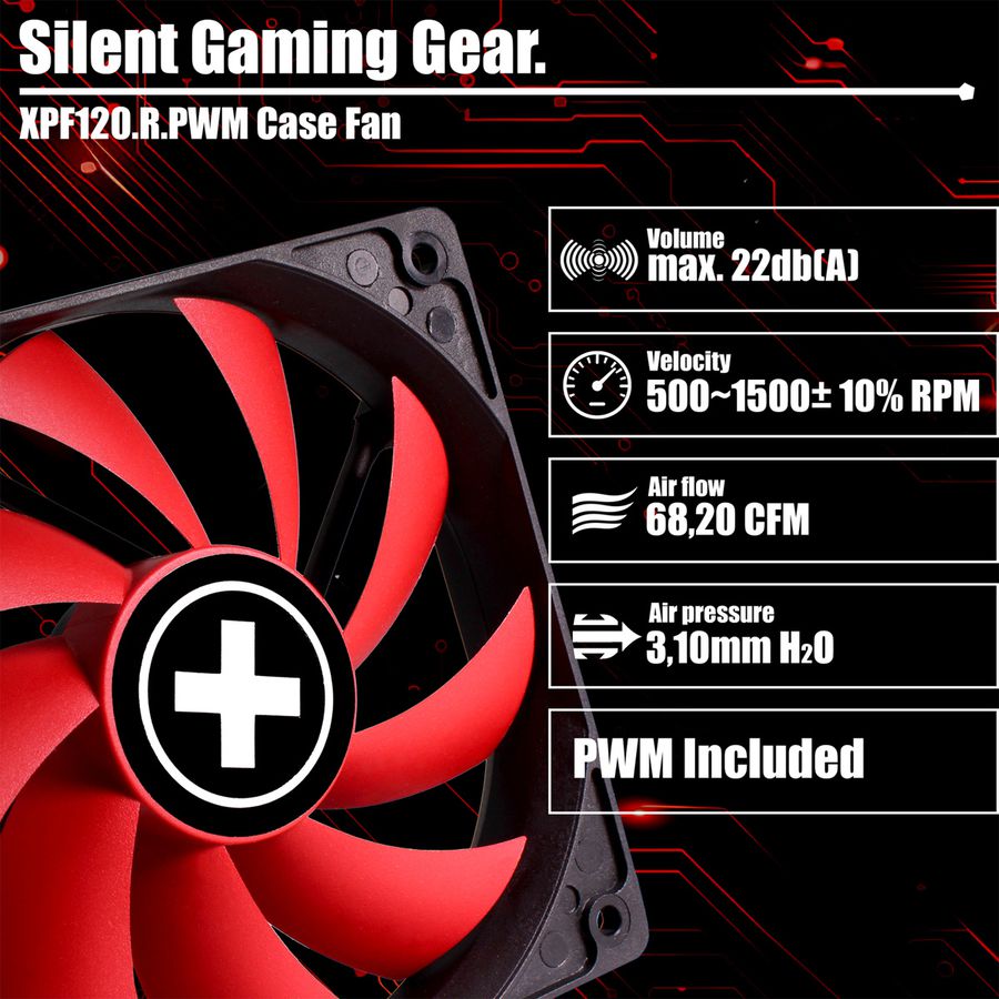 Xilence XPF120.R.PWM 120mm PWM Ventilateur de boîtier, 4PIN