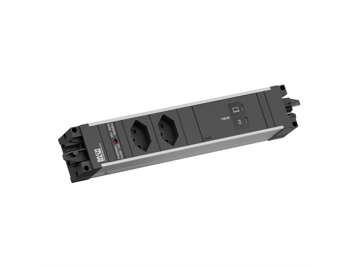 BACHMANN STEP ALU 2xCH 90°, 1xUSB C/C 100W