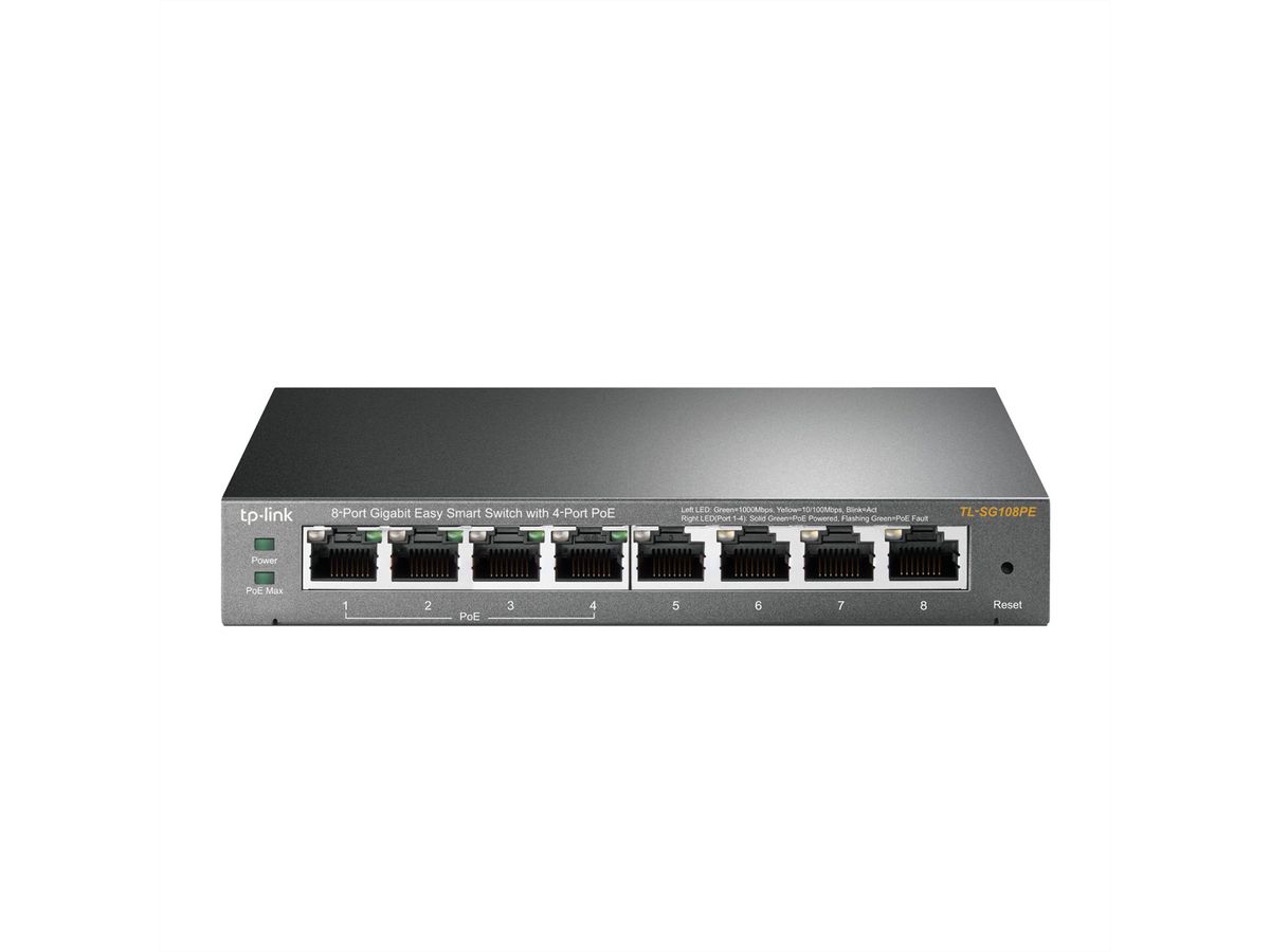 TP-Link TL-SG108PE PoE Switch, 8x Gigabit RJ45 Ports, 4x PoE Ports