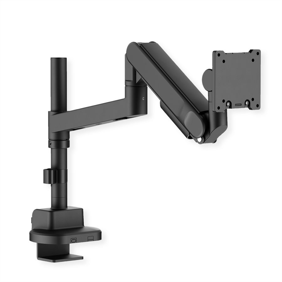 ROLINE LCD-Arm, Trägerstange, 4 Gelenke, Tischmontage, 24-57 Zoll, bis 27 kg, schwarz