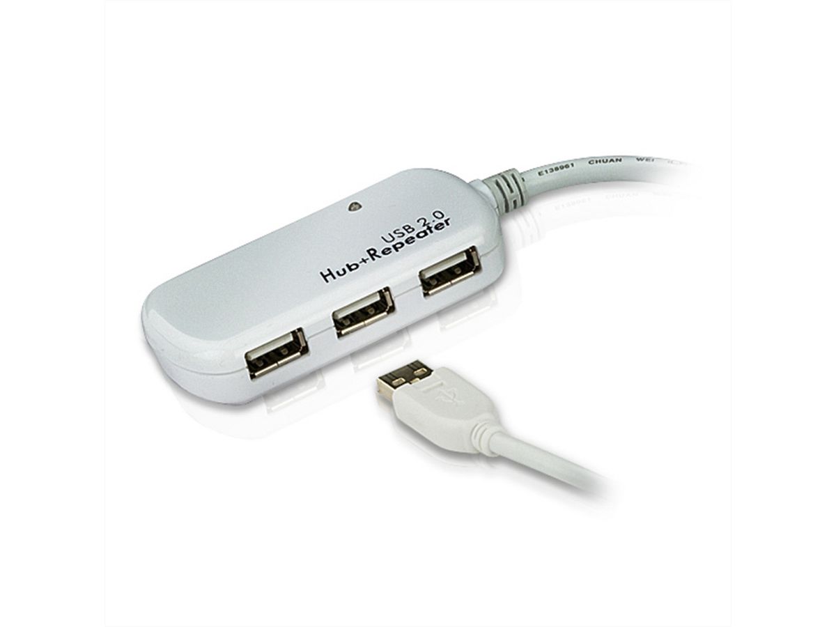 ATEN UE2120H Concentrateur d'extension USB 2.0 à 4 ports, gris, 12 m