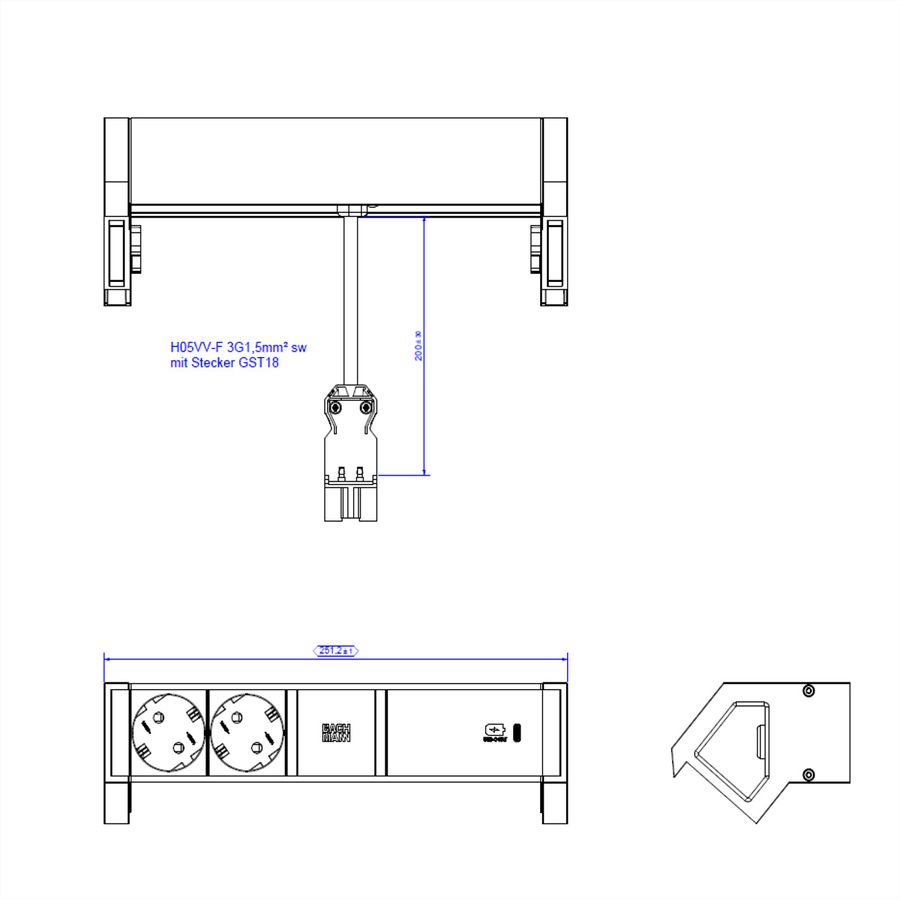 BACHMANN DESK2 2x contact de protection USB C