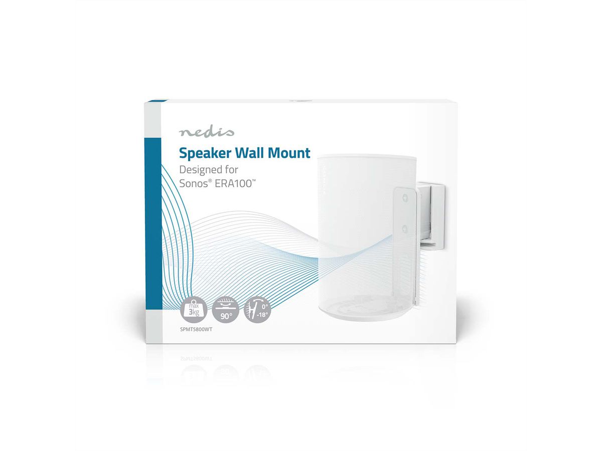Nedis Lautsprecher-Wandhalterung für Sonos Era100 weiss, Wand, 3 kg, neig- und drehbar