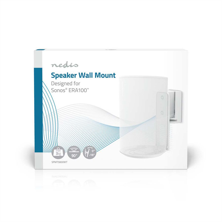 Nedis Lautsprecher-Wandhalterung für Sonos Era100 weiss, Wand, 3 kg, neig- und drehbar