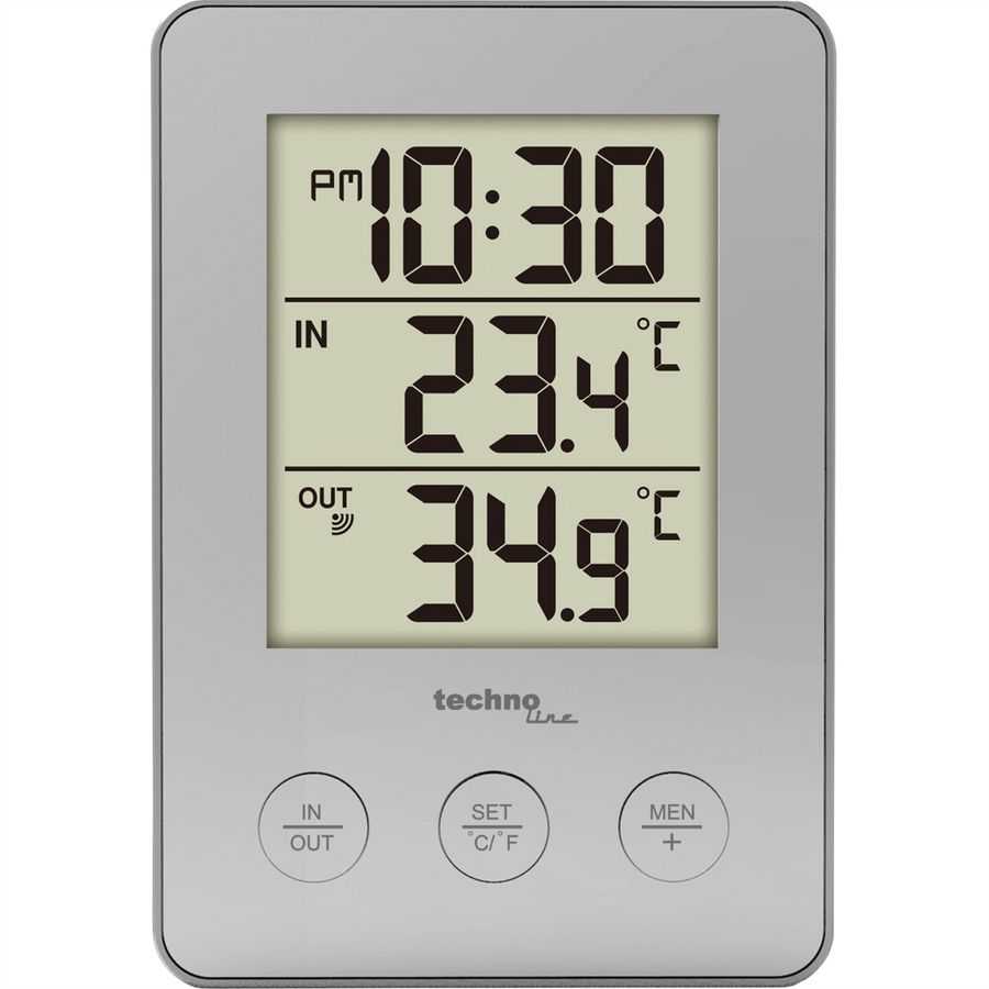 Technoline Station de température WS9175 gris Indicateur de température intérieure et extérieure