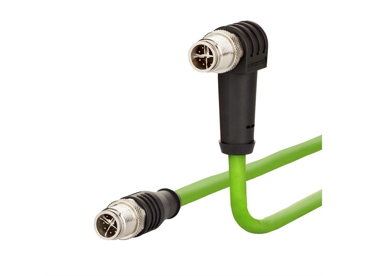 METZ CONNECT Verbindungsleitung M12 ST-M12 ST, 8polig, X-kodiert, gerade-gewinkelt, 5 m