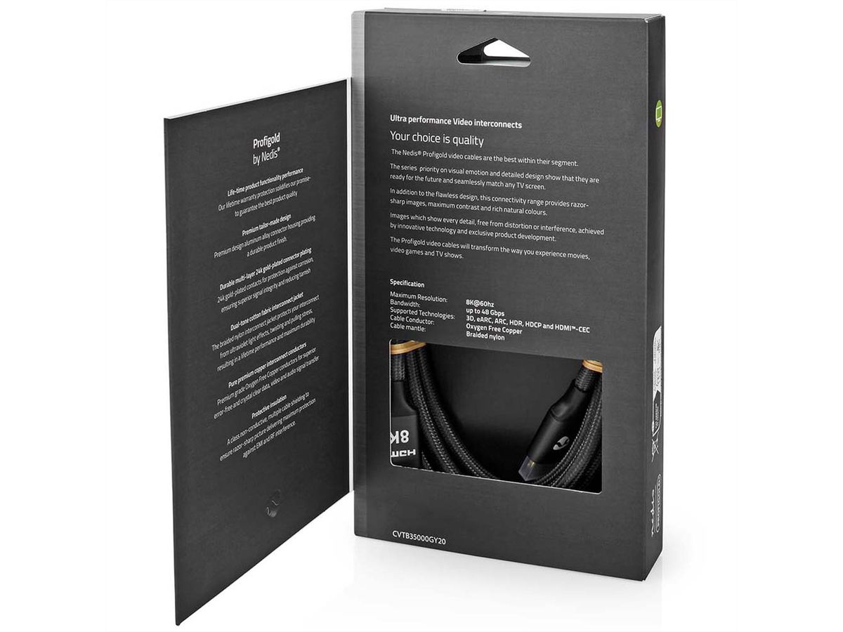 Nedis 8K HDMI Ultra HD Kabel, ST/ST, grau, 1m
