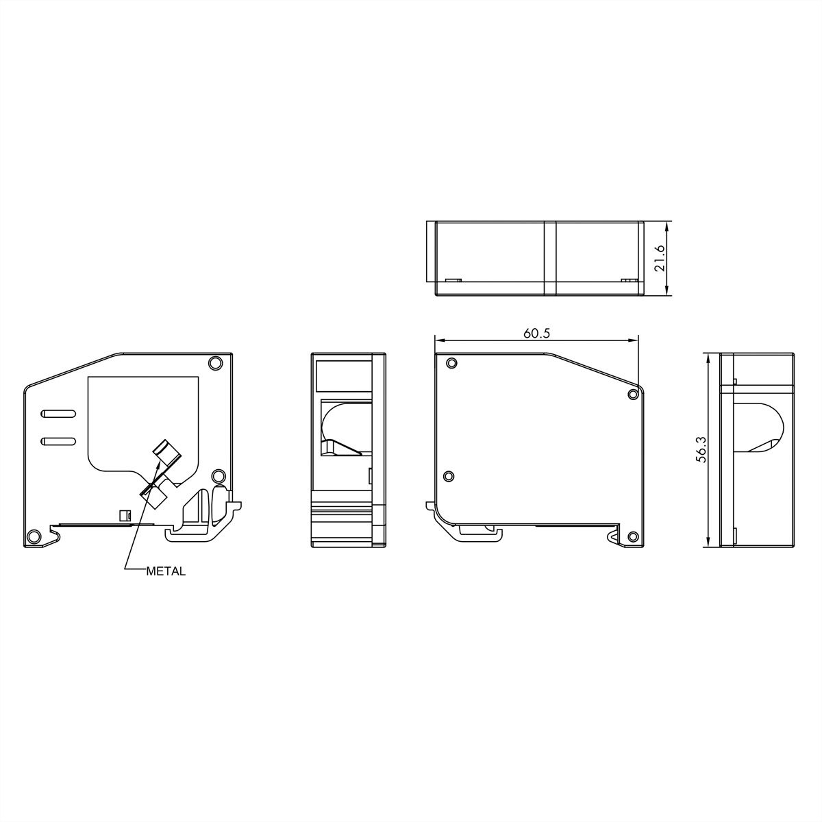 ROLINE Adaptateur de rail DIN pour module Keystone SLIM, non équipé, 180°