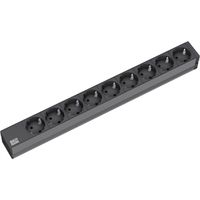 BACHMANN 19" Steckdosenleiste 9fach, ohne Schalter, schwarz, Schutzkontakt