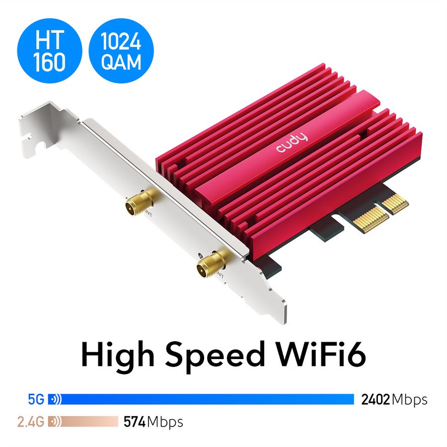 CUDY WE4000 AX5400 WiFi 6E, PCI Express
