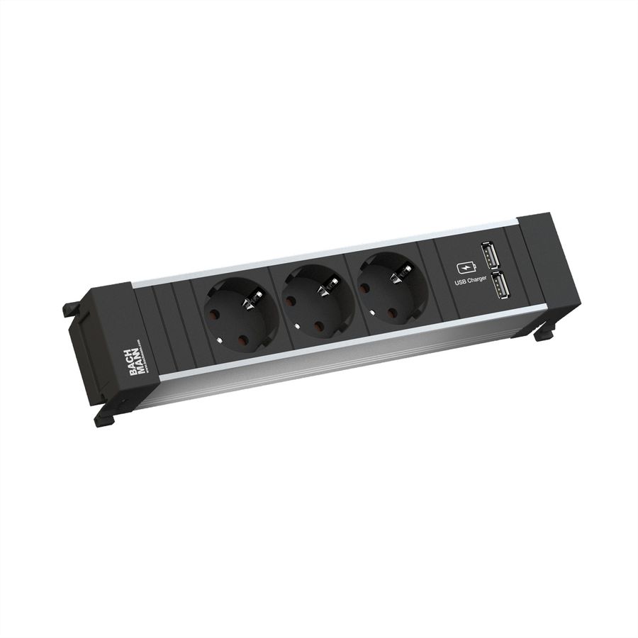BACHMANN POWER FRAME Medium 3x contact de protection 1xUSB Charger