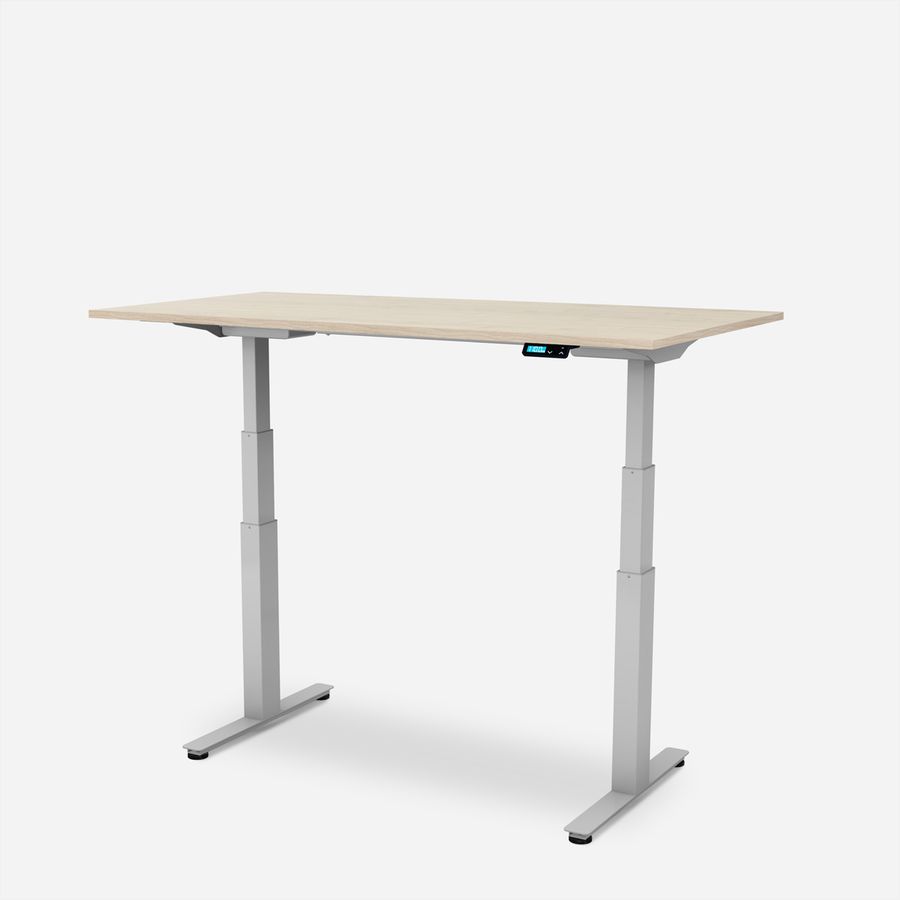WRK21 Bureau Work 160 x 80 cm, Hauteur réglable, Mandal érable / Gris
