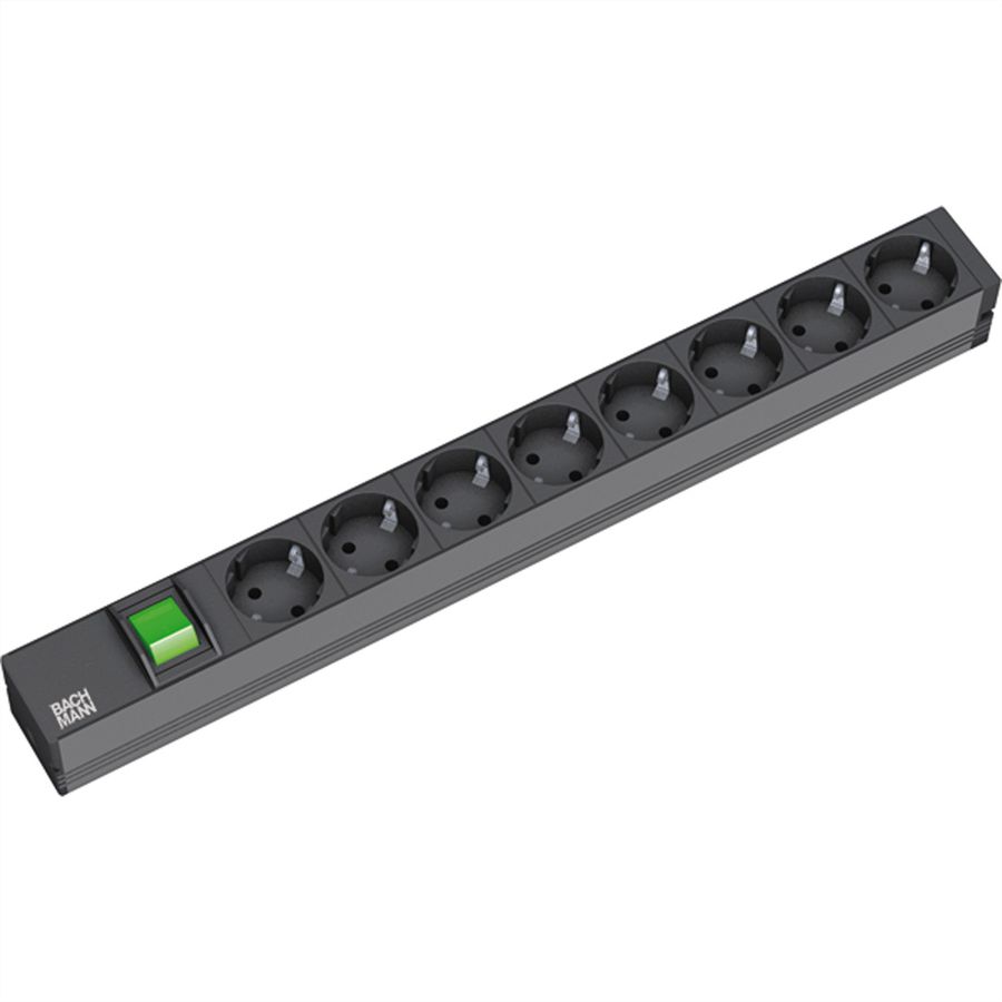 BACHMANN 19" Steckdosenleiste 8fach, mit Schalter, schwarz