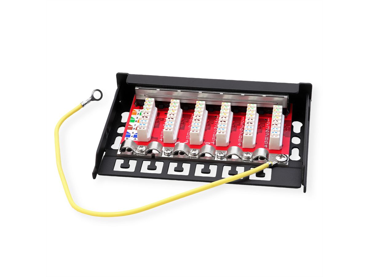 ROLINE Mini panneau Cat.6A/ClassEA 6 ports, 0,5U, blindé, noir