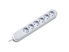 BACHMANN Prise multiple, 6x sans interrupteur, blanche, blanc, 5 m
