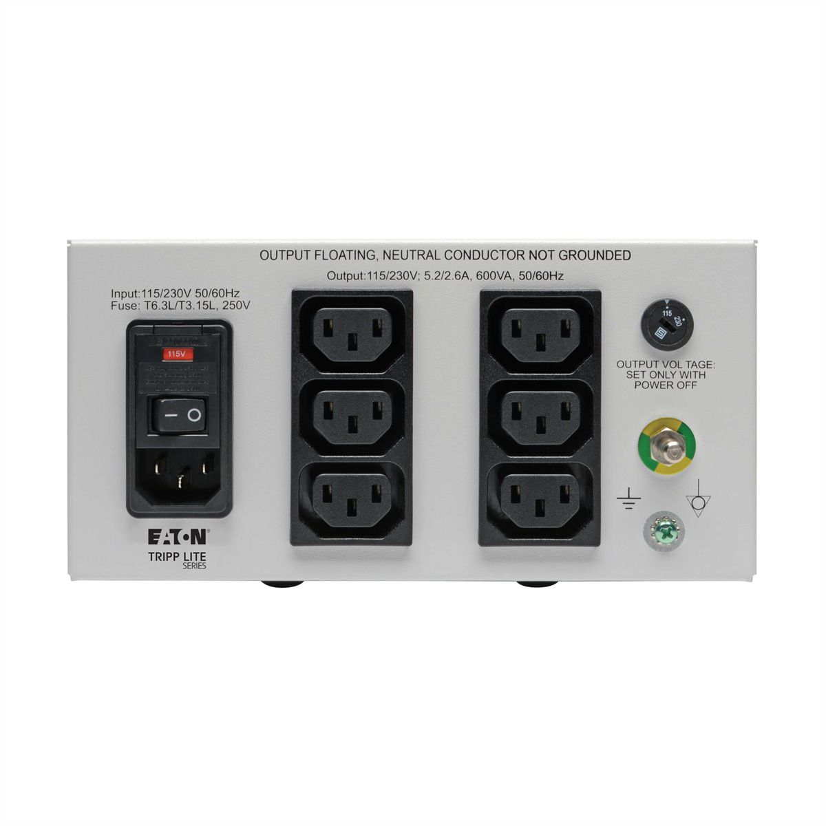 Eaton Isol. Trafo Dual-Volt. 115/230V 600W 60601-1 Medical C14 In 6 C13 Out