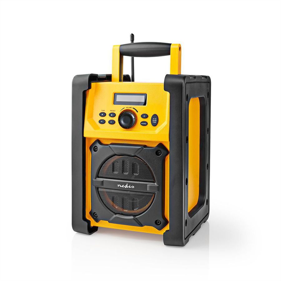 Nedis Baustellenradio FM, Bluetooth, AUX, Schutzart IPX5, Batterie/Netzbetrieb