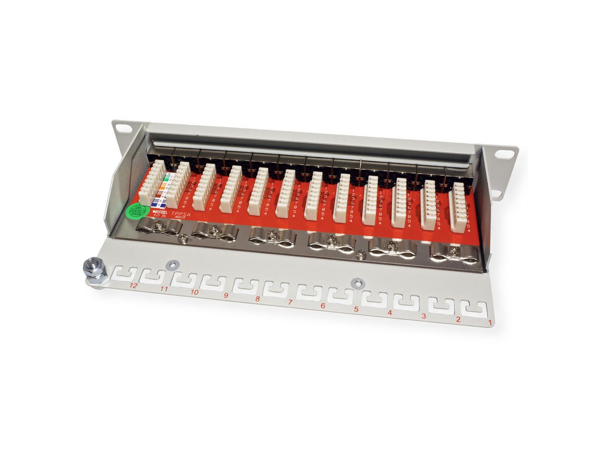 ROLINE 10-Zoll Patchpanel 12 Ports, Cat.6A (Class EA), geschirmt