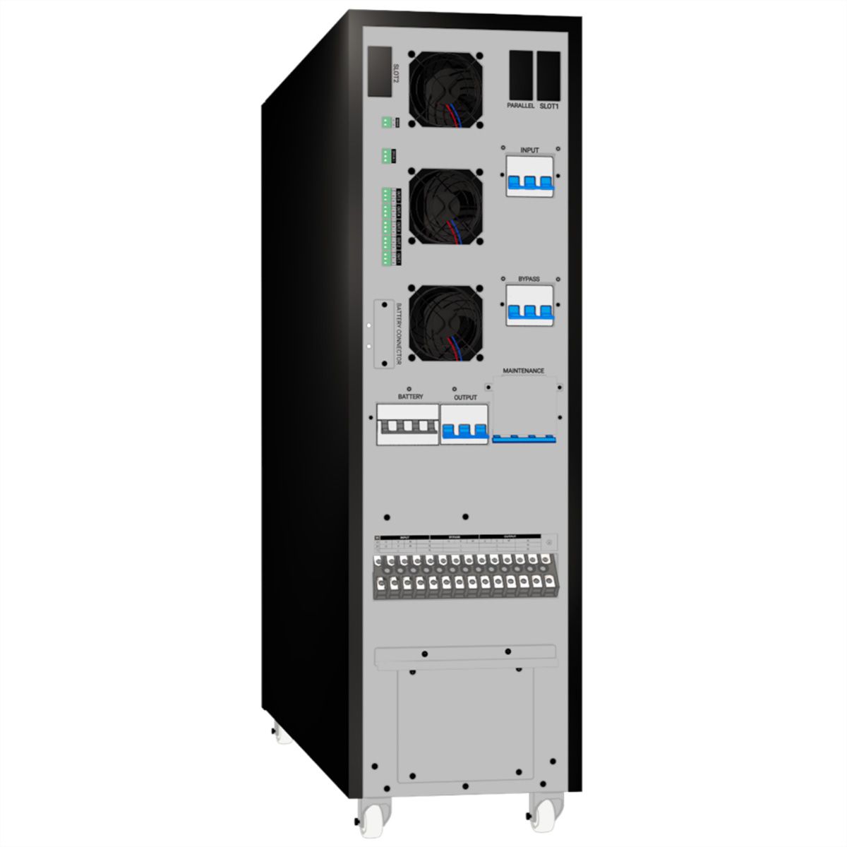 AEC IST7 20kVA - Online Tower USV –  108x 9Ah Batterien – 13 Min. Autonomie bei 100% Last, mit internen Batterien – 36x 9Ah LL & externer Batterieschrank BB4 mit 72x 9Ah LL