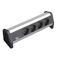 BACHMANN DESK 4x Schutzkontakt mit fest verbundenem Anschlusskabel, schwarz, 3 m