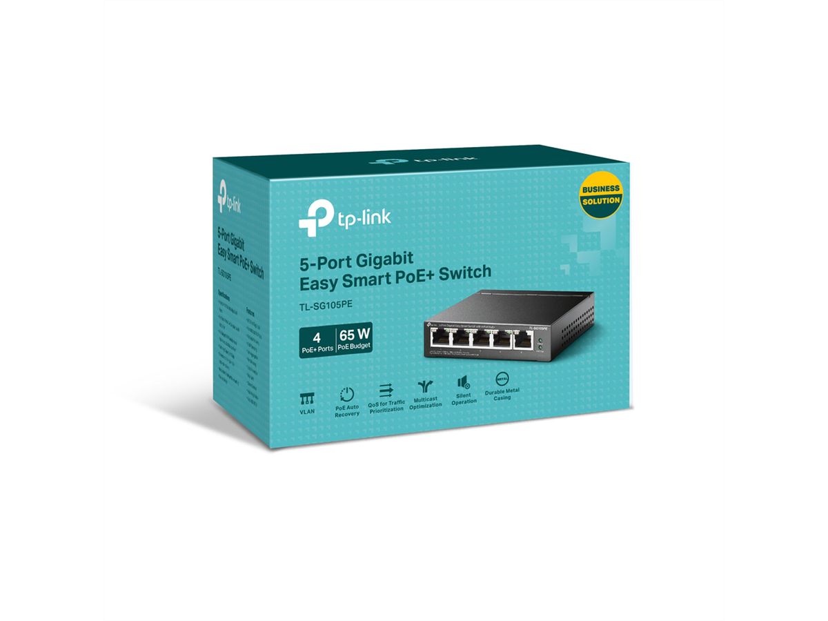 TP-Link TL-SG105PE Omada PoE Switch, 4x Gigabit PoE+, 1x Non-PoE