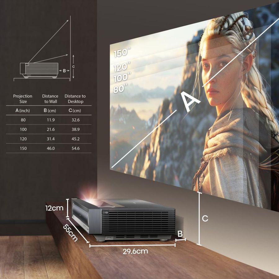 Hisense Laser TV PX3-Pro, 80"-150", 3000AL, 4K