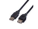 ROLINE USB 2.0 Kabel, Typ A-A, ST/BU, schwarz, 1,8 m