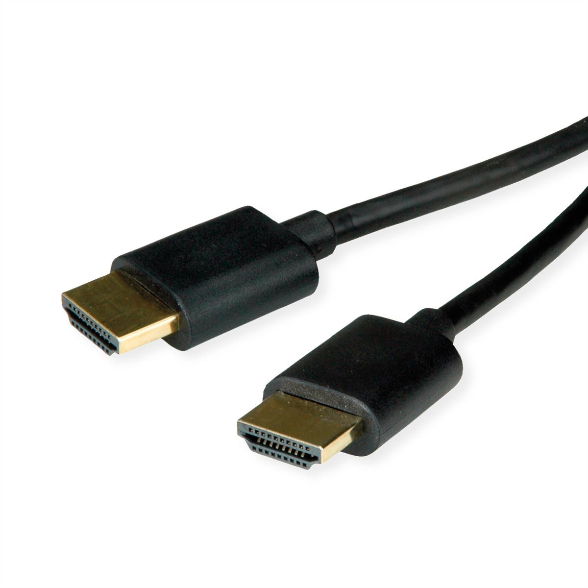 ROLINE HDMI High Speed Kabel mit Ethernet, Slim, ST-ST, schwarz, 1 m