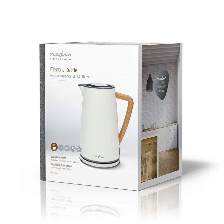 Bouilloire Nedis 1,7 l, blanc, Soft Touch, Strix