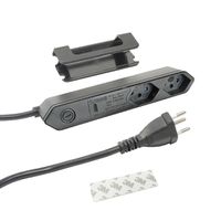 Steffen Bloc multiprises de bureau Alu Desk, 2x T13 + 1xUSB-C PD 18W, noir, 1.5m