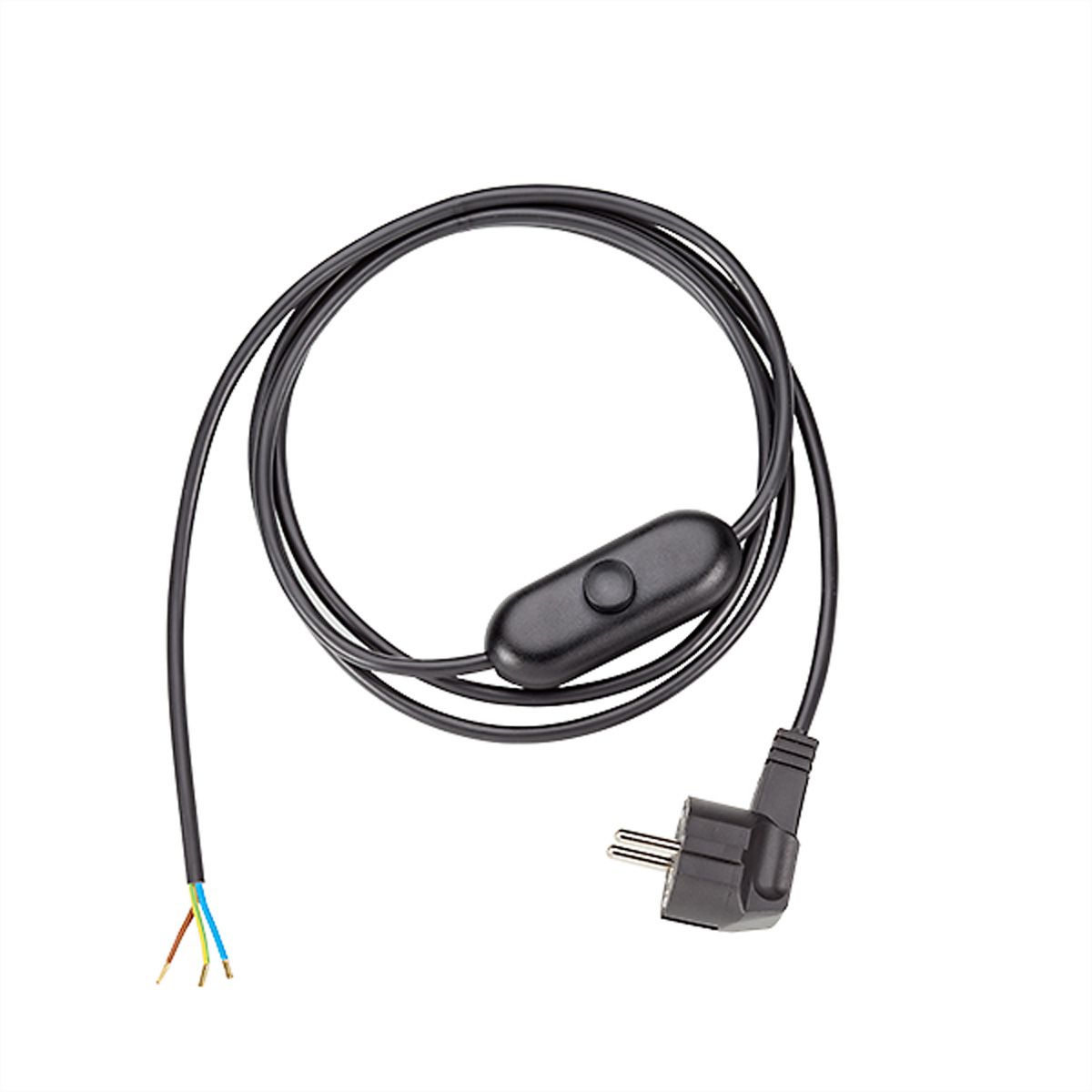 BACHMANN Câble avec interrupteur 2m, H03VV-F 3G0,75 noir non emballé