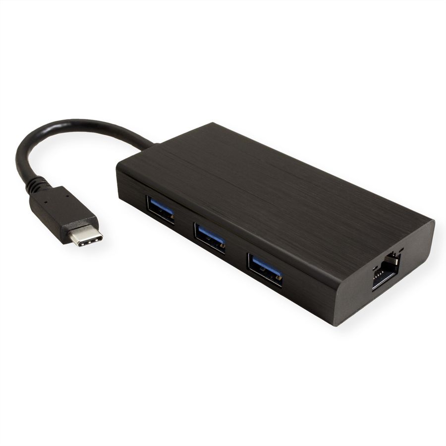 VALUE Convertisseur USB-C - Gigabit Ethernet + Hub