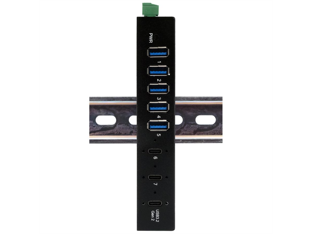 EXSYS EX-12297HMS 7 Port USB 3.2 Gen 2x1 Metall HUB, mit 2x USB-C und 5x USB-A 3.2 Gen 1 Ports
