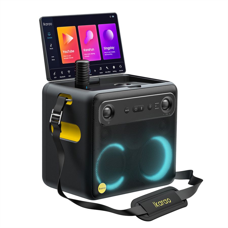 Ikarao Karaokebox Break X2 10" Screen, 2 Mikrofone, 600W max, BT/AUX/USB/SD