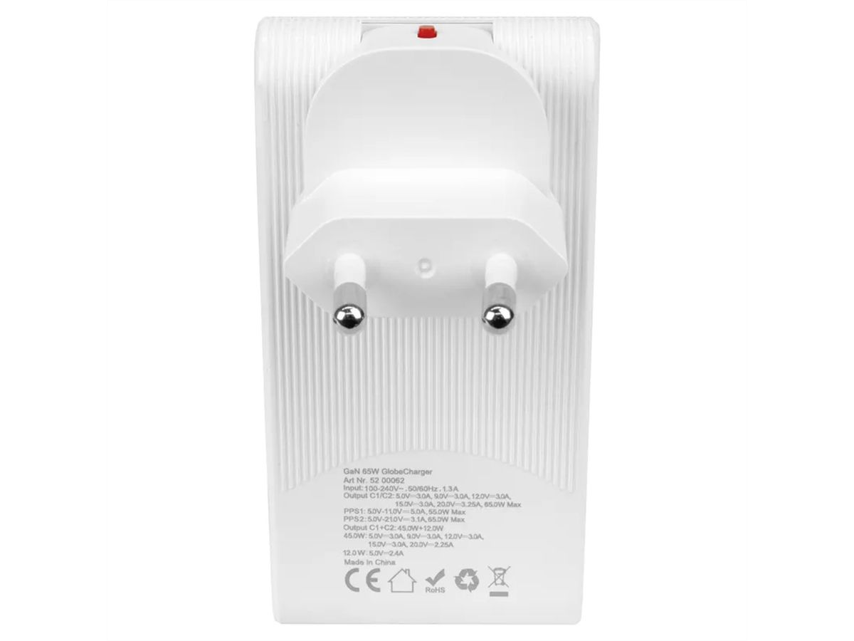 Steffen Adaptateur World PD 65W, 2xUSB-C, max. 5A blanc