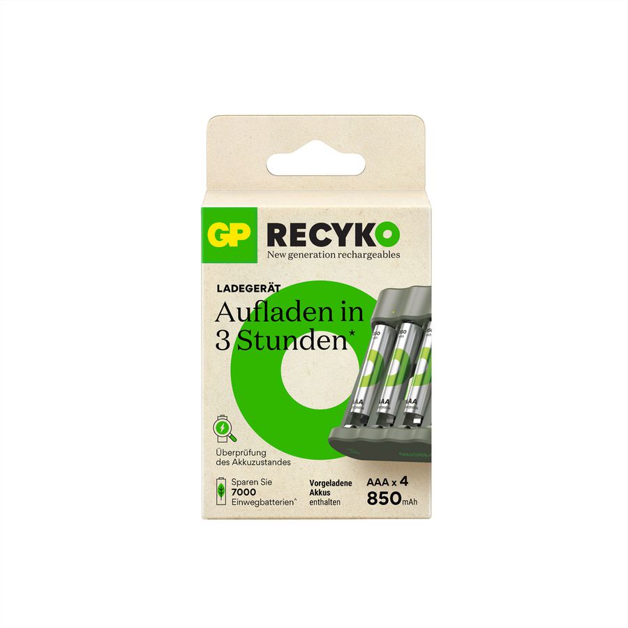 GP Batteries USB-Ladegerät GP B421, inkl. 4 x ReCyko AAA 850 mAh
