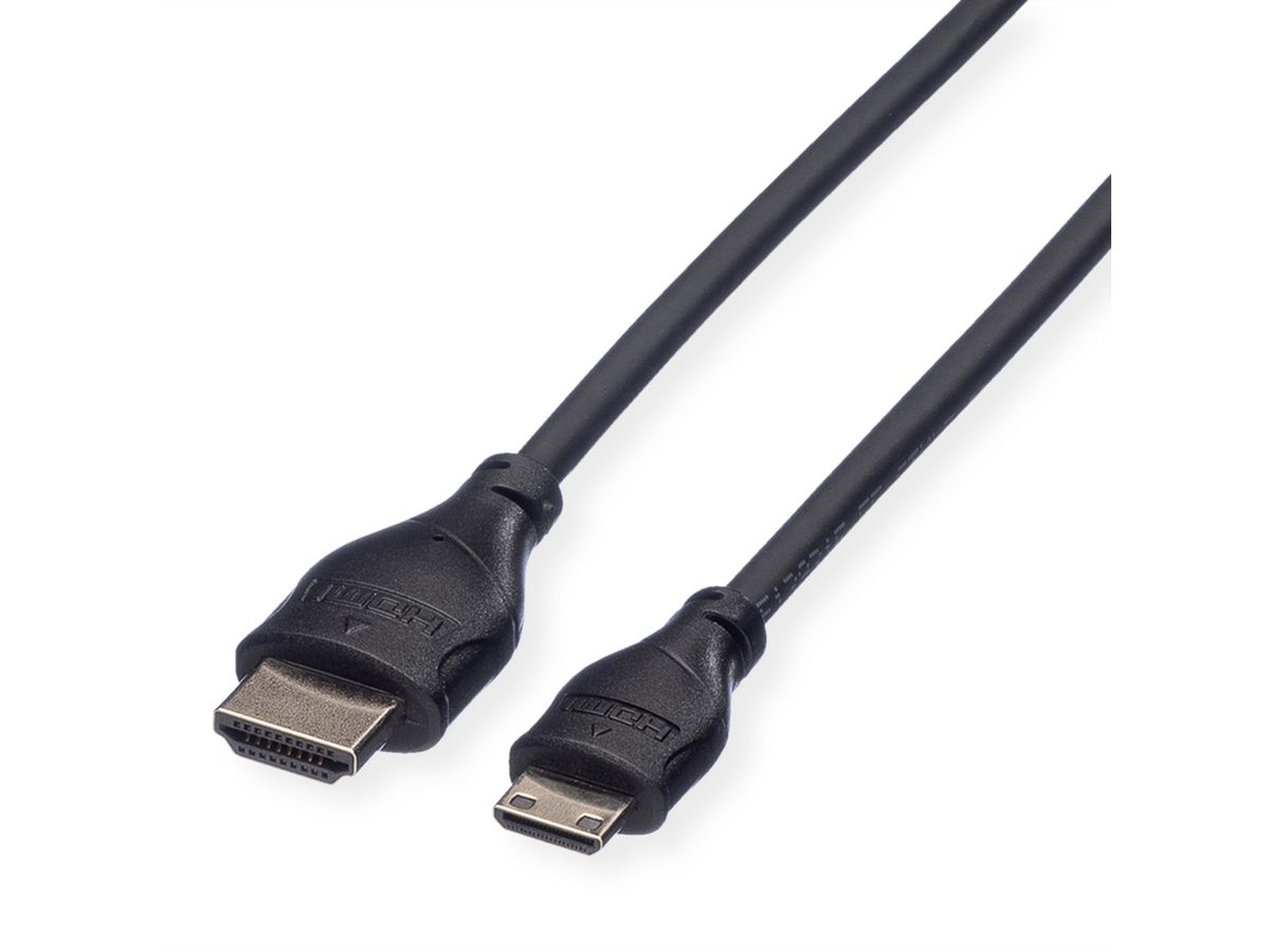 ROLINE HDMI High Speed Kabel mit Ethernet, HDMI ST - Mini HDMI ST, 2 m