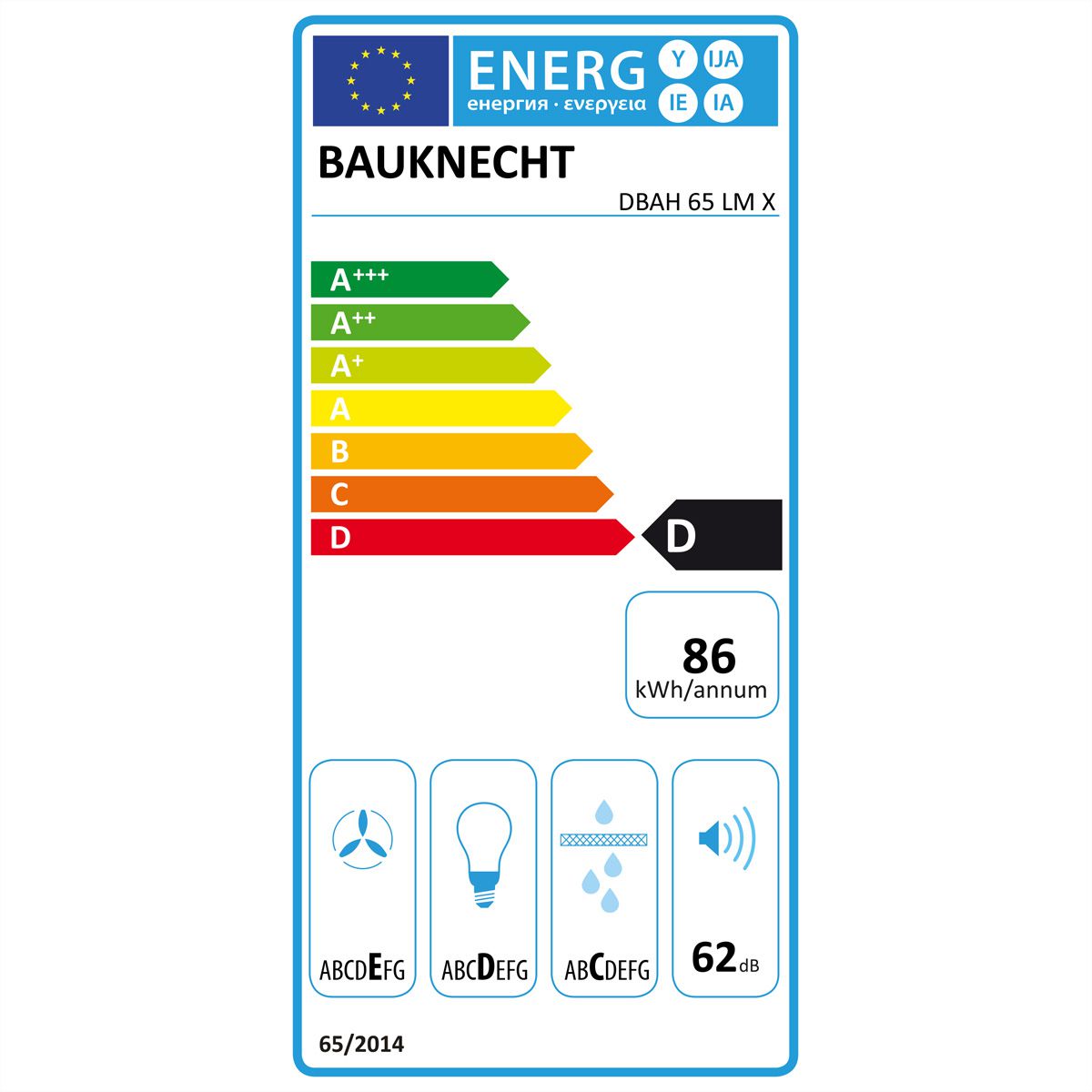 Bauknecht Flachschirmhaube DBAH65LMX, 60cm, A, Inox