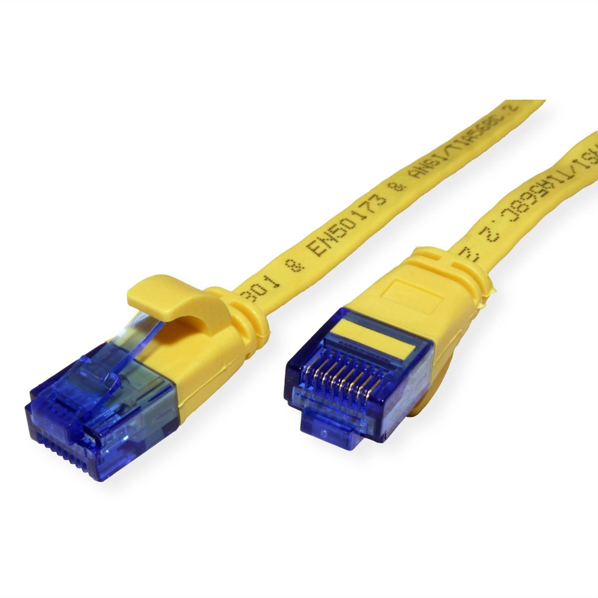 Cordon VALUE Cat.6A (Classe EA) UTP confectionné, plat, jaune, 2 m