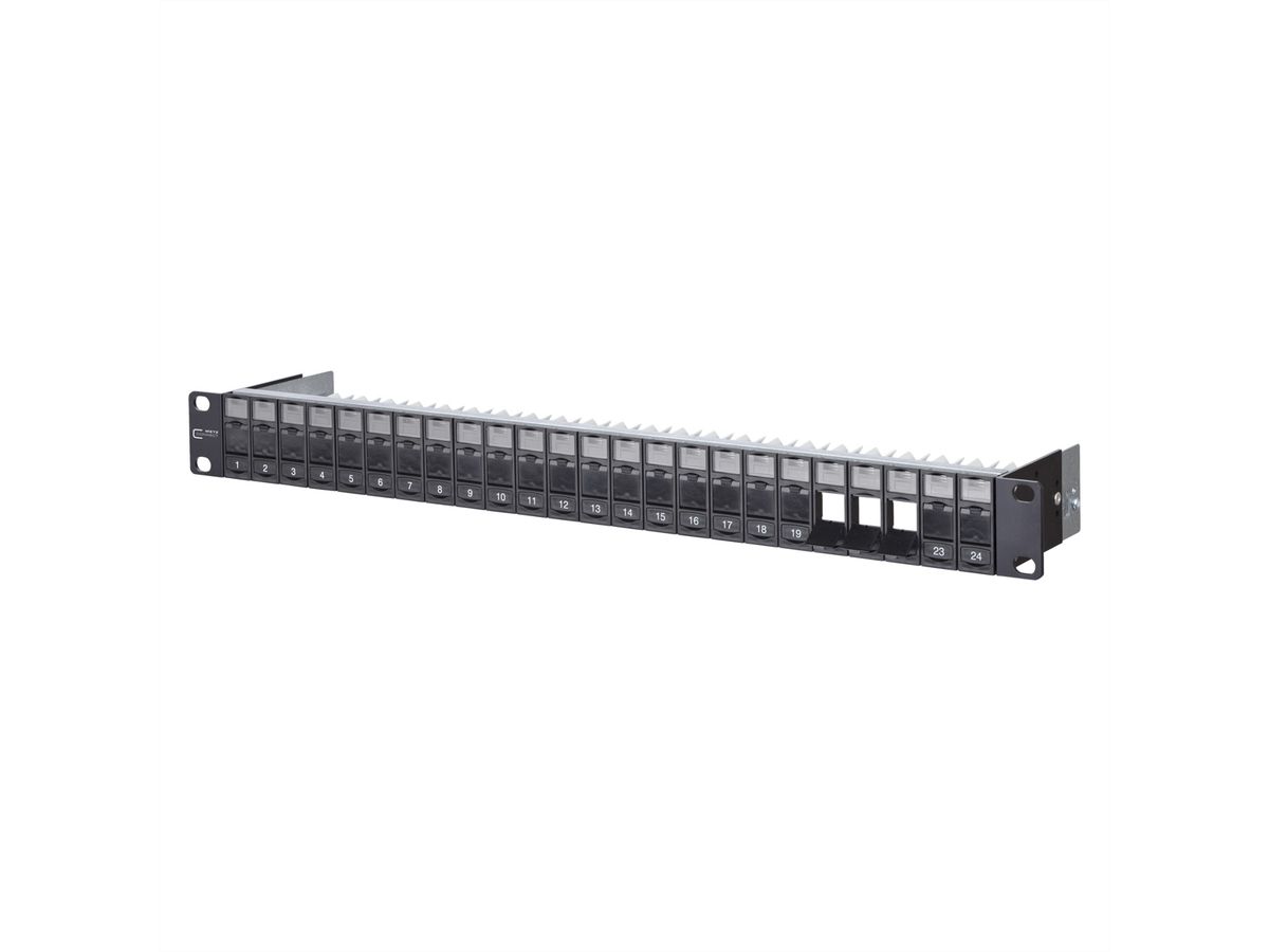 METZ CONNECT Keystone support pour module 19 pouces 1UH 24 ports noir non équipé, blindé, noir