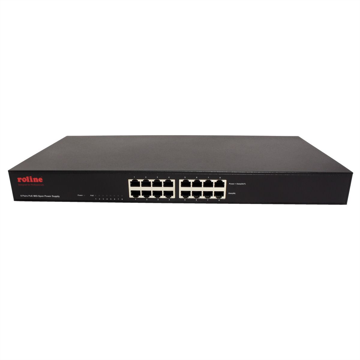 ROLINE 19-Zoll Fast Ethernet PoE Mid-Span Injektor, 8 Ports