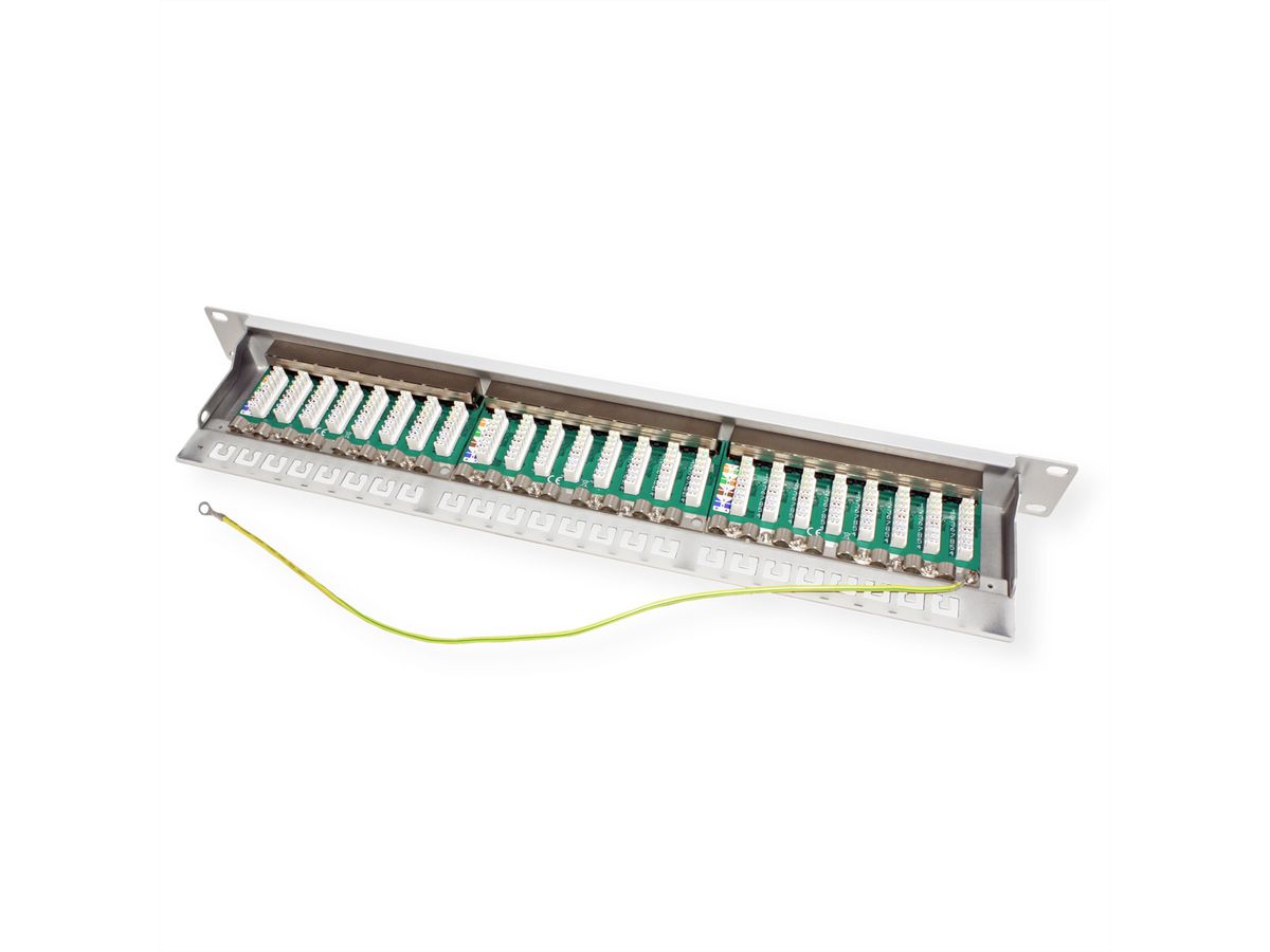 VALUE Cat.6A (Class EA) 19-Zoll-Patchpanel, 24 P, geschirmt, grau