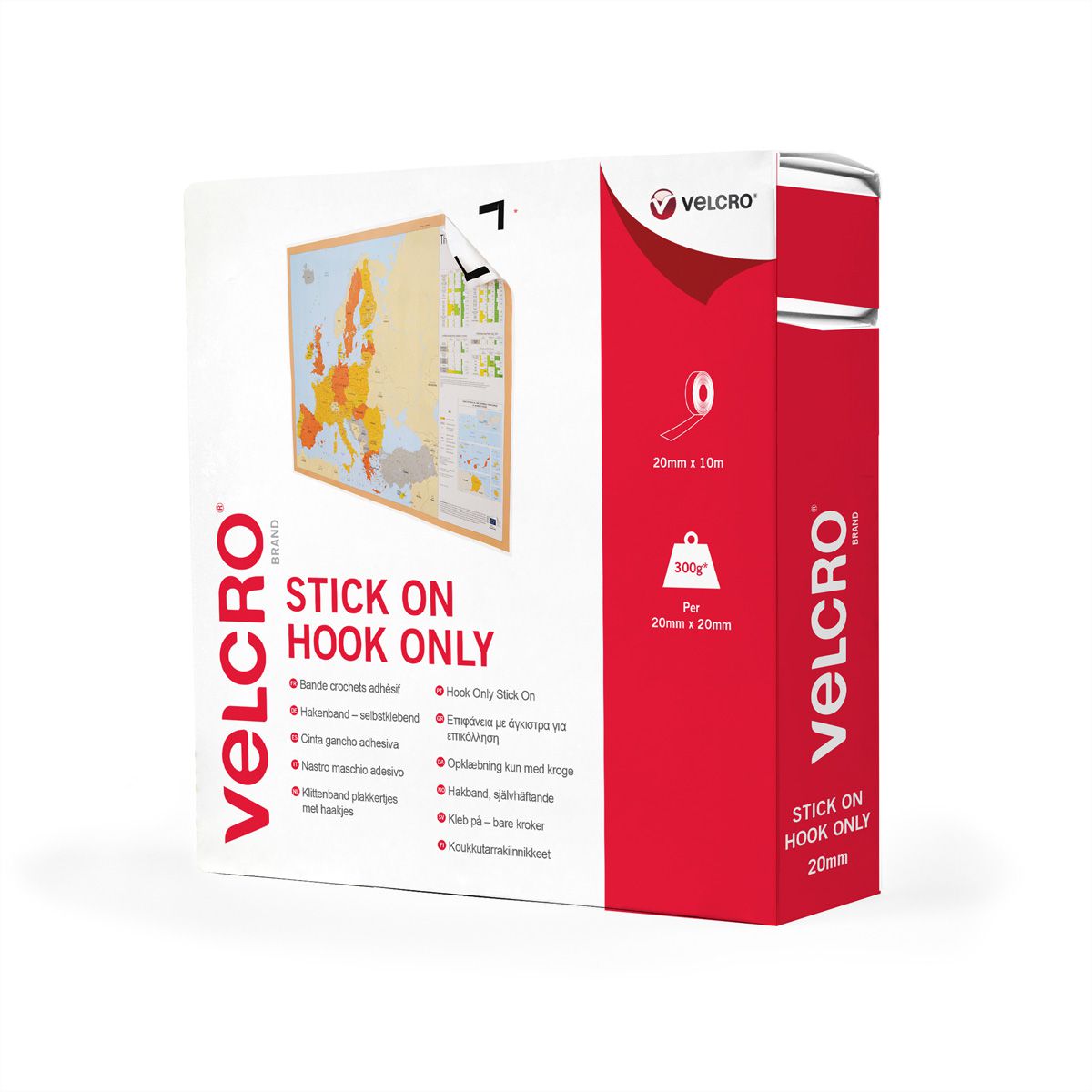 VELCRO® Bande 20mmx10m blanc, crochets autocollants