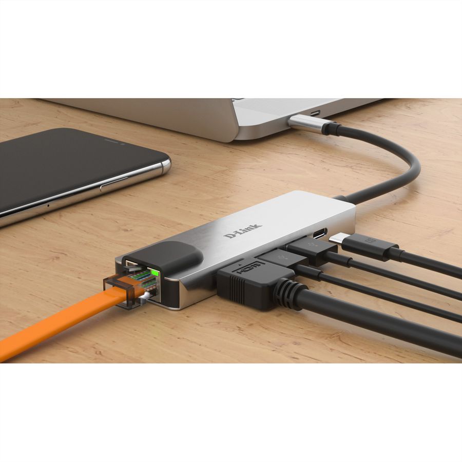 D-LINK DUB-M520 Hub USB‑C 5‑en‑1 avec HDMI/Ethernet et alimentation